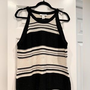 White House Black Market Black and Cream Striped Tank Top